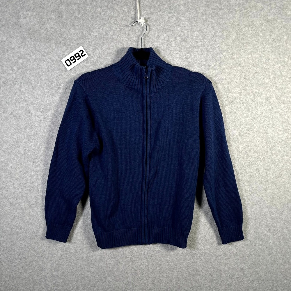 Gioberti Sweater Womens 12 Blue Tight Knit Ribbed Hem Quarter Zip Mock Neck